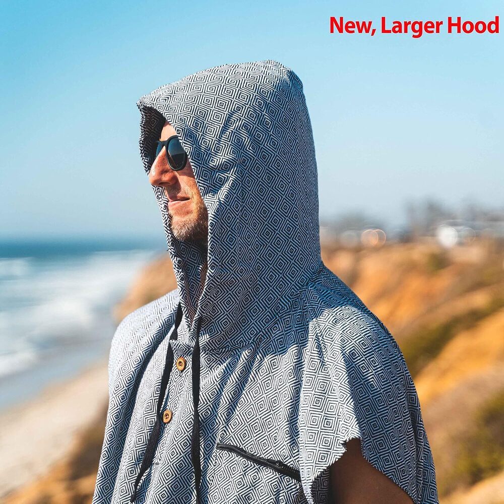 Surf Poncho - 100 Cotton Adult Hooded Changing Towel | Grey - Picture 3 of 8